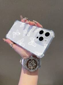 1pc Minimalist Butterfly Pattern Transparent TPU Shockproof Phone Case, Suitable As Holiday Gift For Boyfriend/Girlfriend, Compatible With Apple XS/XS Max/XR/11/12/13/14/14 Plus/15/15 Plus/16/16 Plus/17 And More - Clear - View 8