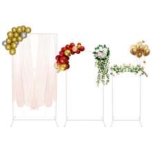 Wedding Metal Backdrop Stands, 3 Pcs Rectangular Balloon Frames, Metal Backdrop Stands Suitable For Weddings, Birthday Parties, Parties(White/Gold) 0.65*1.3m+0.8*1.6m+0.95*1.9m - 白色 - 查看 10