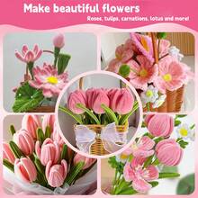 Bộ tăm bông vệ sinh dạng ống màu hồng và xanh lá cây (262/362/572 chiếc), bộ tăm bông vệ sinh dạng ống số lượng lớn để làm hoa, bộ dụng cụ làm hoa bằng chỉ, đồ thủ công mỹ nghệ, dây kim loại mềm mại, bộ trang trí Giáng sinh tự làm, quà tặng Ngày Valentine, Ngày của Mẹ, thích hợp cho người đam mê tự làm đồ thủ công. - hồng xanh - Xem 10