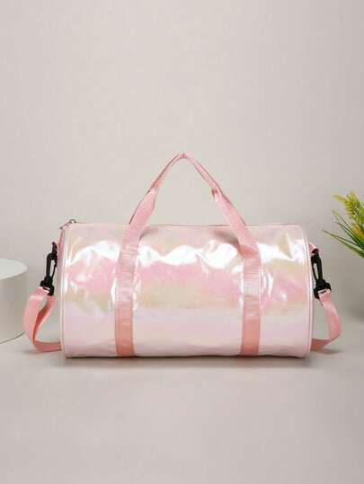 1pc Iridescent Shiny Large Capacity Travel Bag, Casual Sports Gym Bag, Handheld & Shoulder Strap, Suitable For Daily Use (Medium Size)