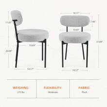 OLIXIS Dining Chairs Set Of 2, Mid Century Modern Chair Round Upholstered Curved Backrest, Kitchen Vanity Living Room Chairs With Black Metal Legs, Green - 灰色 - 查看 3