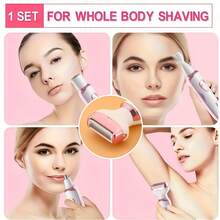 4 In 1 Electric Shaver Kit For Women Pink Painless Face Eyebrow Bikini & Body Hair Remover Rechargeable Grooming Set - Pink - View 7