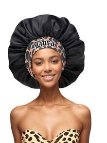 1件装基础款缎面睡帽，12星座图案，个性化印花，宽弹力睡帽，返校、旅行和度假必备，女士发饰（随机印花）睡帽 - 紫色-SM15-星座-1pc - 查看 20