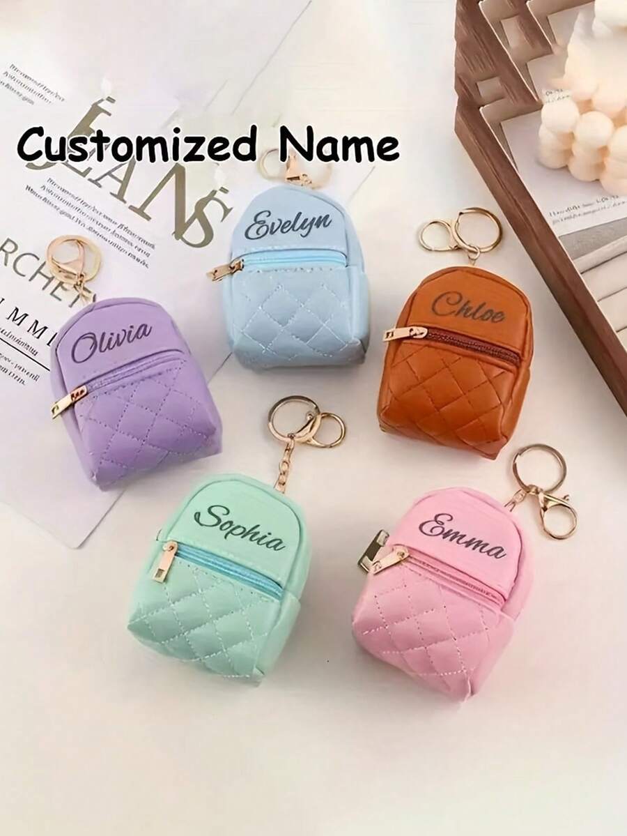 1pc Customized Personalized Coin Purse, DIY Text, Convenient Carry, Suitable For Hanging On Bags, Backpacks, Keys, Mini Wallet, Card Holder, Coin Pouch, Mini Storage Bag, Gift For Friends, Girlfriend, Family, Mother, Holiday Gift - Multicolor - View 1