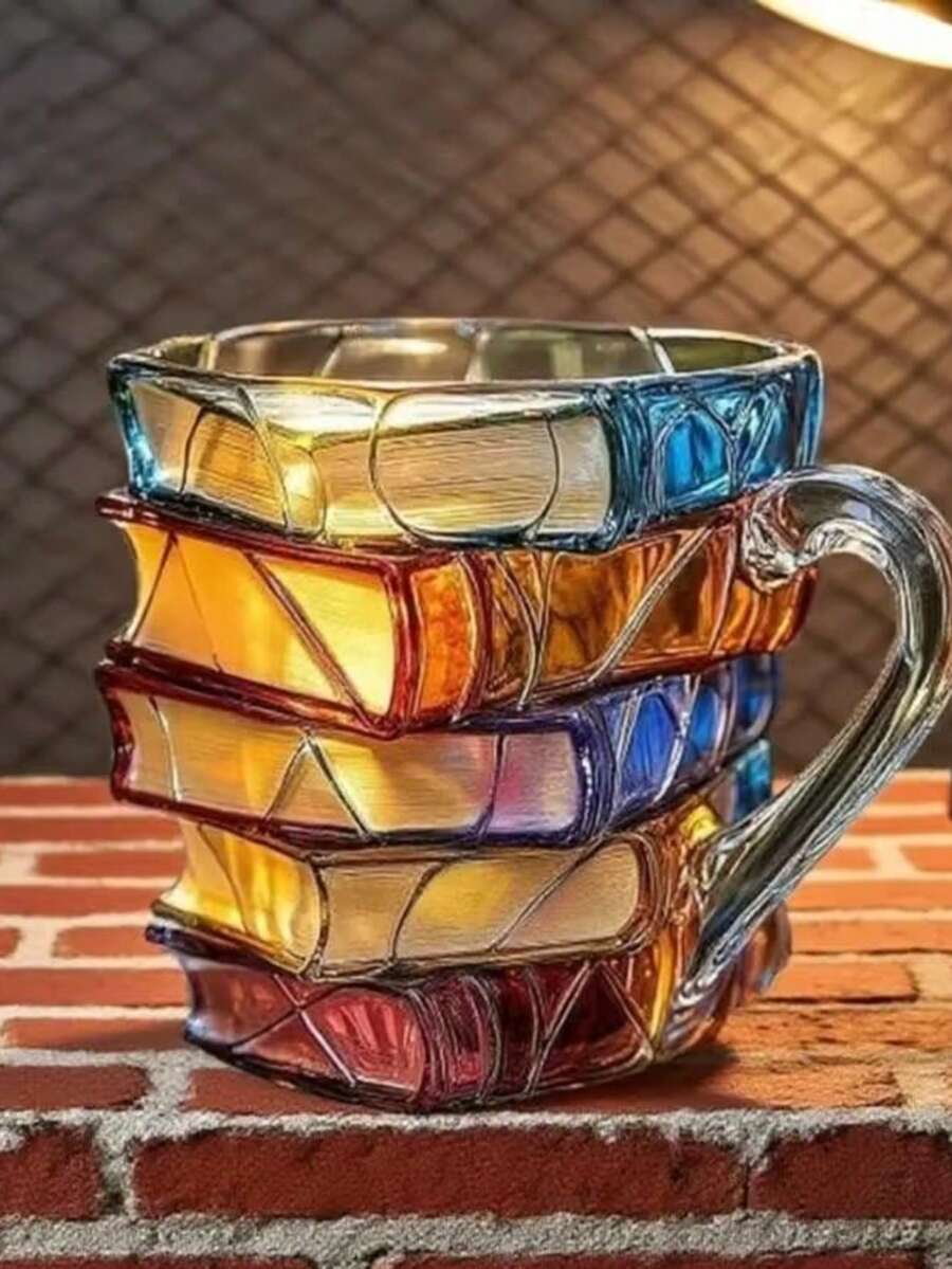 3D Stacked Book   Quirky Bookshelf Coffee Cup – Perfect Gift For Bookworms & Bibliophiles  ☕ - Màu đỏ tím - Xem 1