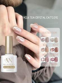 MIANEL 10ml 冬季畅销奶茶猫眼凝胶指甲油，2026新款透明裸色玻璃珠猫眼指甲油，白色指甲油，美甲用品，粉色指甲油，新年指甲油，冬季指甲油套装，适合情人节送给女性的礼物 - 彩色 - 查看 10