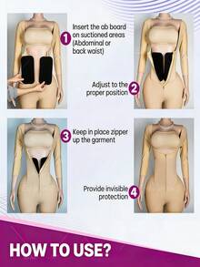 1pc Women Foam Board Flattening Tummy Control FAJA, Foam Backboard Tummy Tucks Ab Board Bodyshaper Accessory - Black - View 3