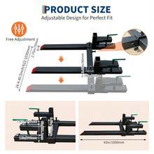Horquillas de Sujeción para Cubo de Tractor, Acoplamiento Rápido 907 kg Capacidad, 109 cm de Ancho, Ideal para Manejo de Materiales y Carga - Negro-43 pulgadas - Ver 2