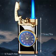 Butane Lighter, Single Flame Lighter, Vintage Genuine Dial Lighter, Windproof Lighter, Arm Ignition Lighter, Adjustable Flame Size, Blue Flame Lighter, Multifunctional Lighter, Refillable Butane, Gifts For Boyfriend And Father, Excluding Butane - màu đen - Xem 3