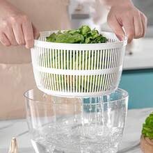 1pc Manual Vegetable Dehydrator, Includes Washing Bowl, Draining Basket & Rotating Handle - Durable ABS Material, No Electricity Needed - Ideal For Quickly Making Salads And Removing Vegetable Moisture, Food Dehydrator, Draining Basket - Multicolor - View 10