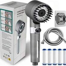 Filtered Shower Head, 2026 NEW Ion Drops Shower Head With 59in Hose/Bracket, Adjustable Filtered Showerhead With 5 Filter Replacements, Built-In Power Flash For Bathroom Cleaning - Mặc định - Xem 9