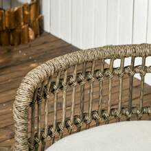 5-Piece Rattan Garden Set With Cushions: 2 Armchairs, 2 Coffee Tables, 1 Two-Seater Sofa, Bohemian Style, For Balcony, Seats 4, Aluminum, Brown - A - View 7