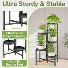 Plant Stand Indoor Outdoor, 5 Tier Corner Metal Flower Display Holder Shelf, Easy Assembly Folding Tall Orchid Rack For Patio Balcony Porch Garden Living Room House, Black - Black - View 4
