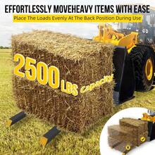 Horquillas para palés de alta resistencia, capacidad de 43", 2500 lb, barra estabilizadora ajustable con biela para cargador, cucharón, minicargador, tractor, color negro - A - Ver 6