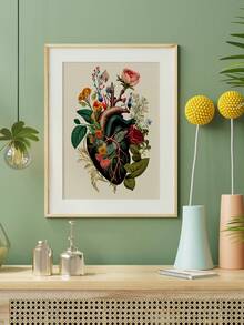 1 pezzo, Opera d'arte su tela incorniciata, Stampa artistica su tela a forma di cuore botanico, cartellone floreale e vegetale impermeabile, Perfetto per la decorazione di casa e ufficio, Ideale per camere da letto, soggiorni, caffè, bar, decorazione bohémien, decorazione della stanza, decorazione primaverile, decorazione moderna per la casa - Piante a forma di cuore - Visualizzare 6