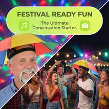 Hands-Free Colorful Umbrella Hat | High-Quality Sun And Rain Protection, Suitable For Hiking, Camping, Cycling, Beach And Commuting | Lightweight Portable Outdoor Accessory, Vibrant Colors, Wind And Rain Resistant Headwear | Fashionable Rain Gear | Lightweight Headpiece - Multicolor - View 6