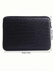 Comfortable And Ultra-Thin Laptop Liner Bag Is Compatible With 13/13.3 Inch Book Pro And Air, Travel Protective Case, Laptop Protective Case, Crocodile Pattern PU Leather Laptop Protective Case M4/M3/M2/M1 2024-2021 Black - Multicolor - View 11