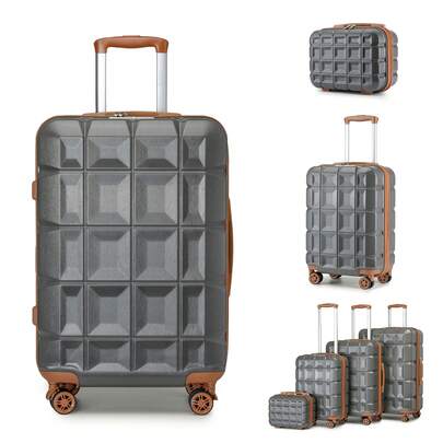 ABS+PC Hardshell Suitcase Luggage Set TSA Lock 360 Spinner Wheels Lightweight Scratch Resistant Cabin Carry On 20 Inch Checked 24 Inch 28 Inch 13 Inch Vanity Case Solo Travel Family Holiday Business Trip 13 20 24 28 2 Piece Set 4 Piece Set Grey