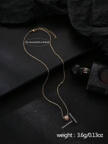 1 pieza Collar con colgante rectangular de cúbico de zirconia de alta gama y minimalista de cobre, adecuado para uso diario - Amarillo Oro - Ver 5