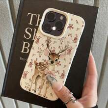 1 ốp lưng điện thoại TPU mềm mại họa tiết hoa và hươu dễ thương, tương thích với iPhone 17 Pro Max/17/16 Pro Max/15/13/12/11, S20 FE/A15/S24/A55, tương thích với Redmi Note 11/12/13 Pro, ốp bảo vệ toàn thân chống sốc mềm mại. - trắng - Xem 2