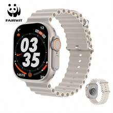 PANDA 4.2英寸高清屏幕AI智能手表,兼容安卓和iOS系统(支持通话/拨号),内置健身追踪器,蓝牙通话,IP68防水,心率/睡眠监测,多种运动模式,男女通用(Ultra 4) - 米色 - 查看 2