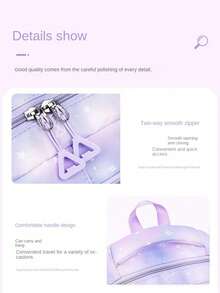 Girl's Backpack With Lunch Box, Suitable For Middle/Elementary School Students, Tie-Dyed Snowflake Design Backpack Set With Lunch Bag, Casual & Unique - Pink - View 10