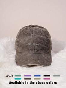 1pc Printed "NOTREALLY" Washed Baseball Cap, Adjustable Outdoor Sun Protection Casual Hat Suitable For Spring/Autumn Travel, Beach, Y2K Style For Young People - Baseball Cap - View 9
