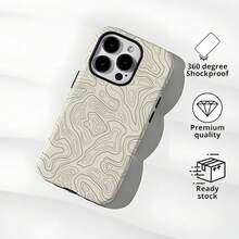 Funda de teléfono 2 en 1, con imagen de líneas abstractas, protección 3D completa, superficie mate a prueba de polvo, función de amortiguación integrada, color duradero, tacto suave, diseño de impresión de cobertura total. Compatible con phone17/16/15 pro/promax/plus/14/13/12/11/galaxy S21/22/23/24/25 PLUS/ULTRA - Blanco - Ver 1