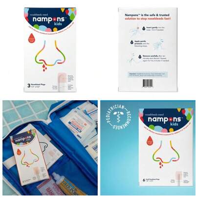 Nosebleed Stoppers For Kids  Plugs With Clotting Agent First Aid Kit 3 Pack