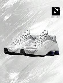 Nike Shox R4 Metallic Silver Deep Royal Blue – Men's Lifestyle Sneakers – Shoes For Man -Vintage-Spring & Summer-Inspired Running Shoes, Shock-Absorbing Comfort, Gym To Streetwear Casual Wear-Mother's Day Gifts-Father's Day Gift– HQ1988 102 - Trắng/Bạc ánh kim/Xanh hoàng gia đậm/Trắng - Xem 2