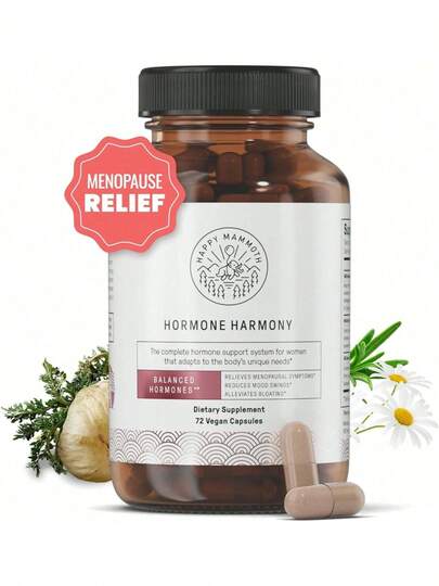 Bestseller!Happy Mammoth **Not Available Hormone Harmony Natural Hormonal Support For Women, Relief For Menopause, Perimenopause, Healthy Hormonal Balance, Hot Flashes. 72 Capsules..Supplement Vitamin,Free Shipping.