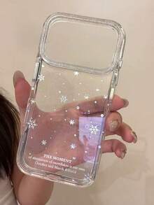 极简闪亮银色雪花亮片手机壳，适用于 17 Pro/16 Pro Max/14/15，韩版冬季防护壳，防摔 - 無色 - 查看 3