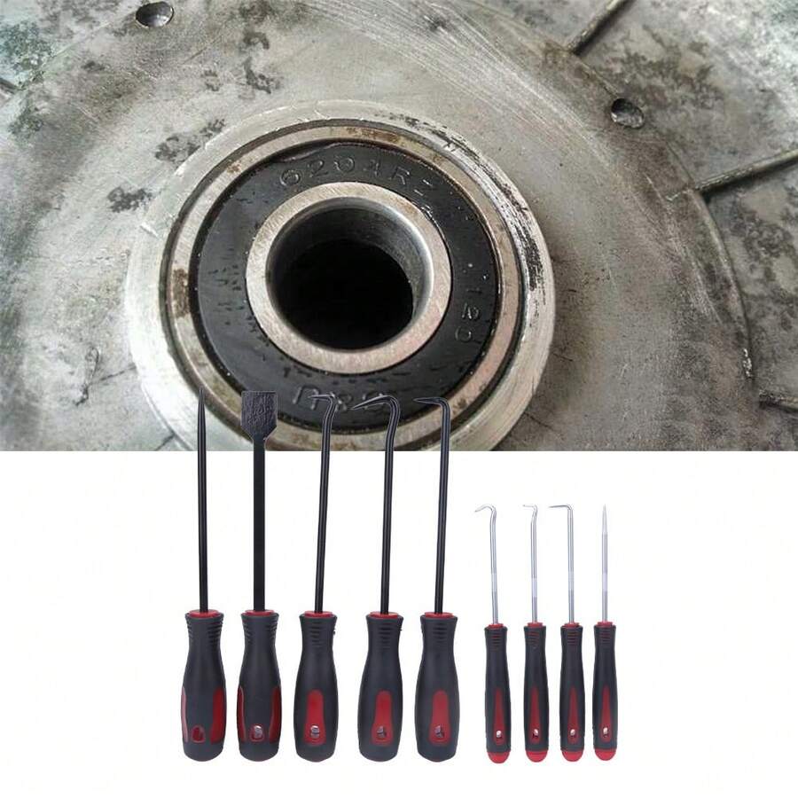 Juego de ganchos y púas de precisión con raspador, juego de 9 piezas, eje de acero chapado en cromo vanadio, para quitar mangueras y juntas, herramientas de mantenimiento de automóviles y electrónicos - A - Ver 1