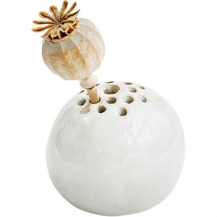 Small Porous Flower Vase, Daisy Vase, Colorful Round Miniature Vase With Multiple Holes Flower Stone Table Handicraft Ornament, Small Vases For Flowers, Home Ornaments For Toothpicks Variant 1 - A:白色 - 查看 1