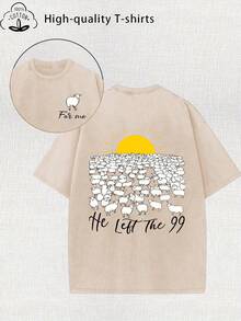 2026 Women's  Pattern Printed Vintage Washed T-Shirt - 230g Thick Cotton, Vintage Street Style Round Neck Short Sleeve, Machine Washable, Spring Summer Casual Wear, Unique Loose Fit Women's T-Shirt, White Tops, Valentine's Day Outfit, Mardi Gras, Summer Tops,   For Women, Valentine's Outfits For Women, Women's Tops, Fairycore, , Elegant Women's Outfits - 黑色 - 查看 6