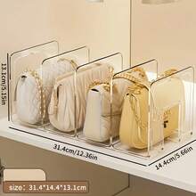 LOVEWE 4-Piece Clear Acrylic Purse & Handbag Organizer - 4-Section Desktop Storage Rack With Shelf Dividers For Neat Book & Bag Organization - 4 cái - Xem 4