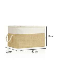 Jute Wardrobe Laundry Organizer, Kids Room Toy Organizer, Foldable Storage Basket - White Garnish - View 2