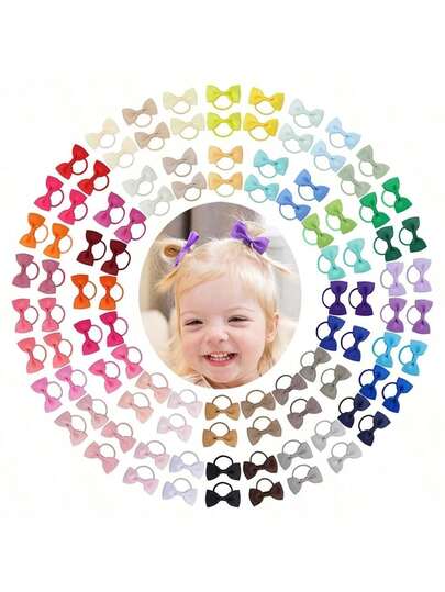 5/10/20/40 Pcs Little Girls Bow Mini Elastic Hair Ties, Multi-Color Four Seasons Hair Ties Do Not Hurt Hair, Suitable For Children And Toddlers Daily Accessories, Holiday Gifts