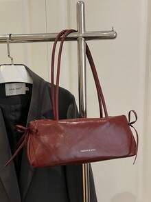 Versatile & Practical Bow Decor Shoulder Bag, Elegant & Letter Decor Underarm Bag For Women, Suitable For Shopping, Wallet, Purse, Young Ladies, College Students, Newlyweds And Office Workers. Ideal For Office, University, Work, Business, Commuting, Outdoor Activities, Travel And Outings. - Red - View 8