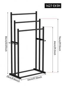 1pc Modern Freestanding Towel Rack, Elegant 3-Tier Black Bathroom Towel Holder With Hooks, Sturdy Floor Standing Towel Bar - Black - View 15