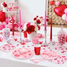 96 Pieces Valentine's Day Tableware Set – Pink Heart  Plates, Napkins, And Forks With "Love" And "Hy Valentine's Day" Designs For Romantic Dinners, Weddings, And Parties – Serves 24 Variant 1 - None - View 3
