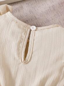 2pcs Baby Girl Princess Style Dress Set With Bowknot Ruffle Sleeve And Waist Design, Spring/Summer - Multicolor - View 9