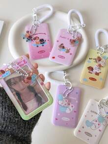 1 PC Cartoon Puppy Elastic Rope Sliding Cover Card Set For Girls Chasing Stars, Three Inch Small Card Set, Keychain Pendant Card Bag - Multicolor - View 12