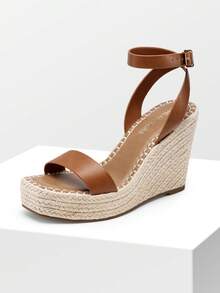Women's Espadrille Wooden Heeled Wedge 4.17-Inch Platform Sandals Open Toe Adjustable Buckle Ankle Strap Comfortable Fashion Dressy Summer Shoes - 棕色 - 查看 6