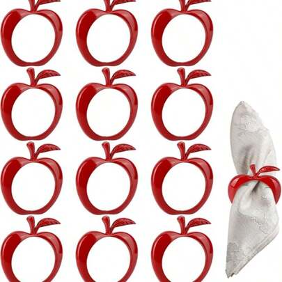 2/12/600 Stück Tischdekoration für Hochzeiten, Material: PET, Rot-Apfel-Muster Design Servietten-Ringe, einfache und elegante Serviettenhalter für Hotel, Hochzeit, Valentinstag, Geburtstagsfest, Heim-Esszimmer Dekoration