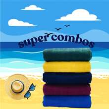 Juego de Toallas Extra Grandes – Colores o Rayadas al Azar, Ideales para Toda la Familia y Vacaciones BEAUTTY HOME - RAYADAS - Ver 2