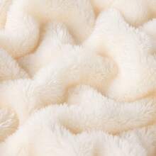 Solid Fluffy Throw Blanket Soft Double Plush Cozy Small Size Blanket For Sofa Bed Home - 乳白色 - 查看 3