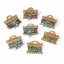 VKME 4/5 Pcs Material Turquoise Bowknot Cactus Boots, Hat, Leaf Elephant Head Pendant Bracelet - Turquoise - View 8