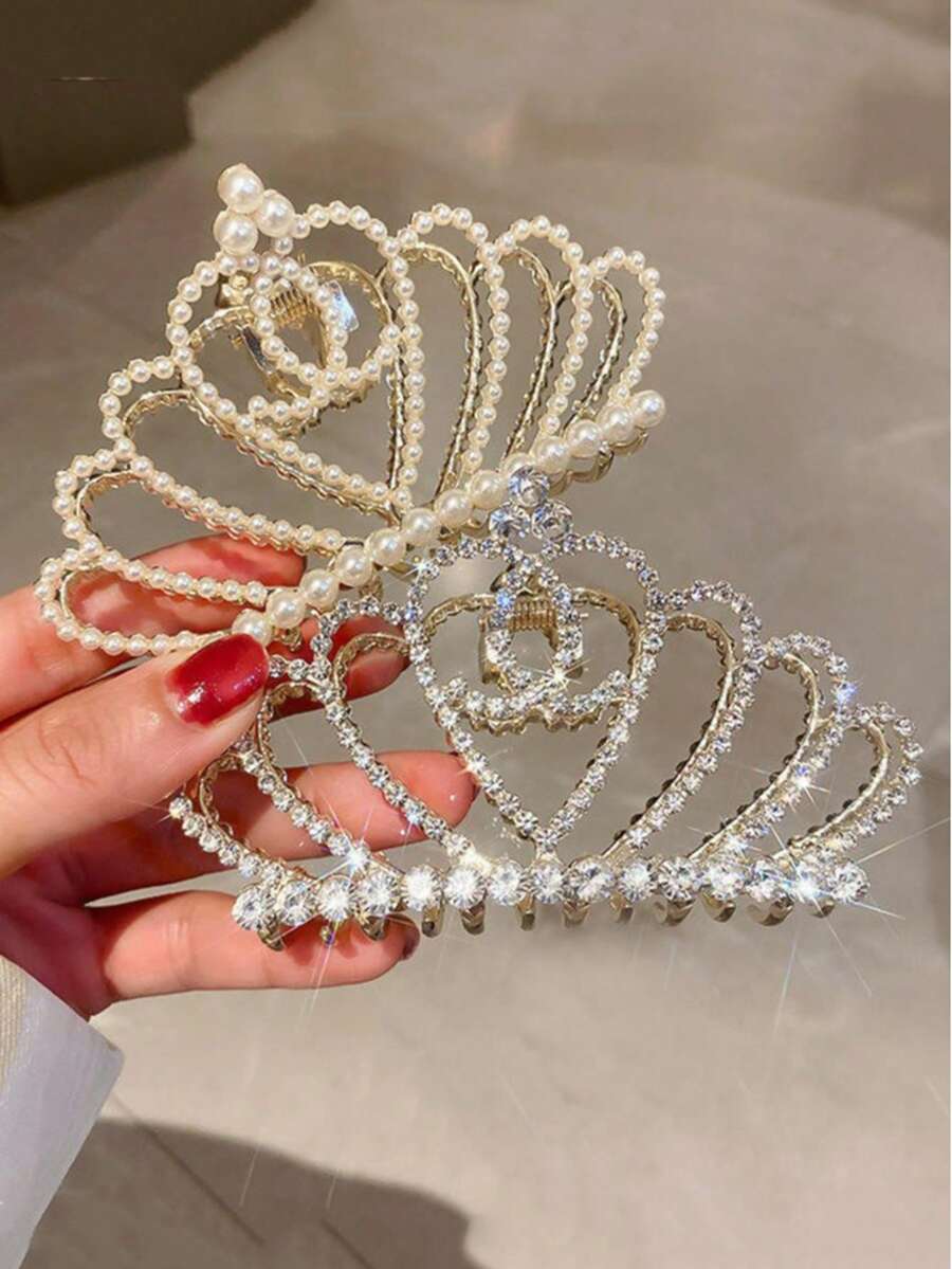 1件优雅新款水晶皇冠高马尾爪夹发饰，精致时尚发夹 - 彩色 - 查看 1