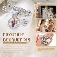 Personalized Wedding Bouquet Photo Memorial Pin - Engraved Heart-Shaped Text + Photo Brooch, Bride's Crystal Commemorative Accessory, Customized Wedding Memory Pin, Bride's Gift Commemorative Gift, Personalized Gift - Corsage - View 4